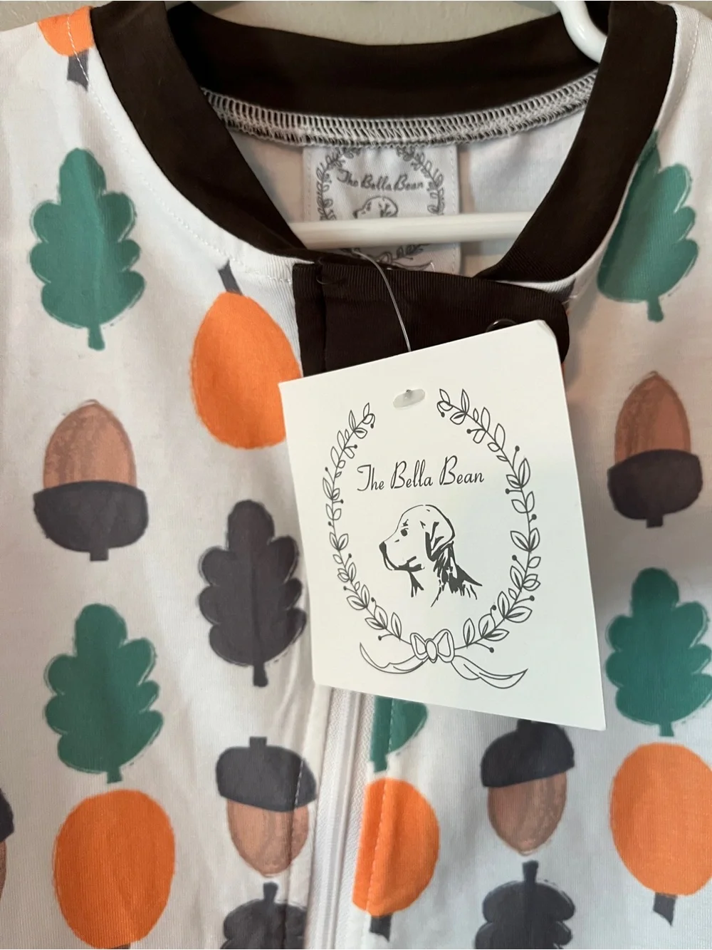 New! the Bella Bean Fall Sleeper Pajama Leaves Acorns Size 18 months NWT